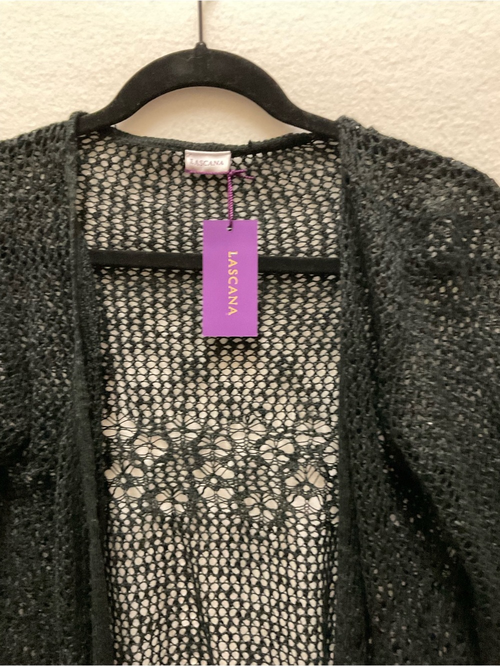 LASCANA Black Open-Weave Women's Cardigan - Picture 2 of 5